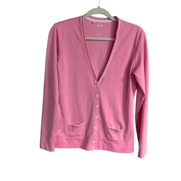 adidas Sweaters - Adidas Golf Climalite Pink Women's Medium Button Front Brushed Cardigan EUC